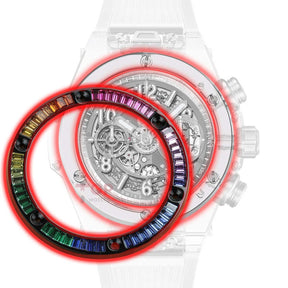 Rainbow CVD Synthetic Gemstone Bezel for Hublot Big Bang 411 45mm Watch