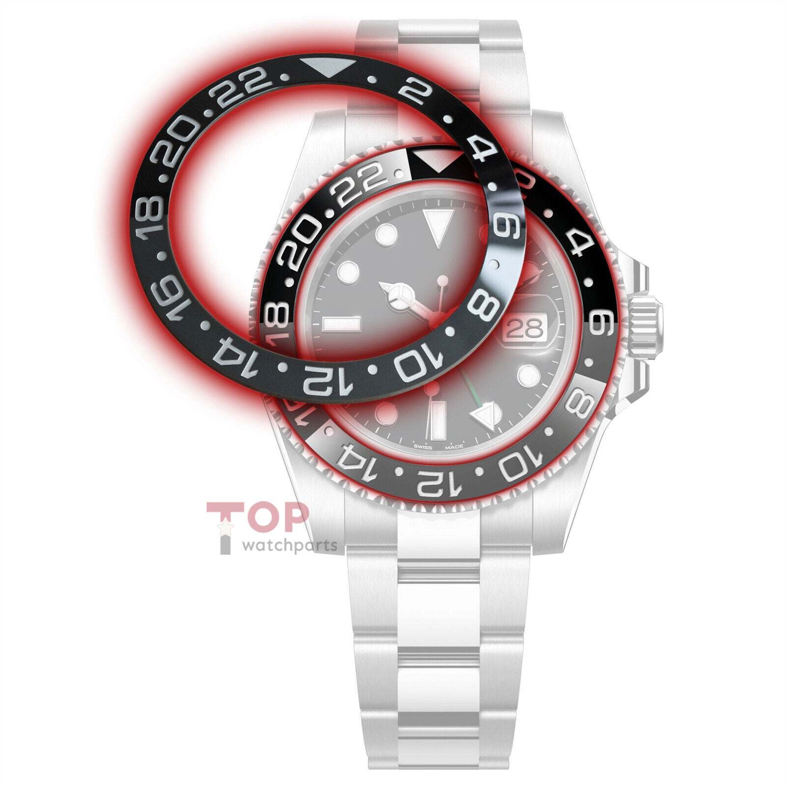 Lunette en céramique pour montre Rolex GMT Master II Bruce Wayne Guinness Cerachrom